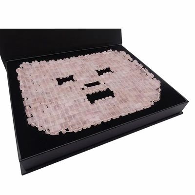 7.4*9.25インチ ローズクォーツジャードマスク 目マッサージ器 天然石顔マッサージ器 睡眠マスク 美容マッサージ機能