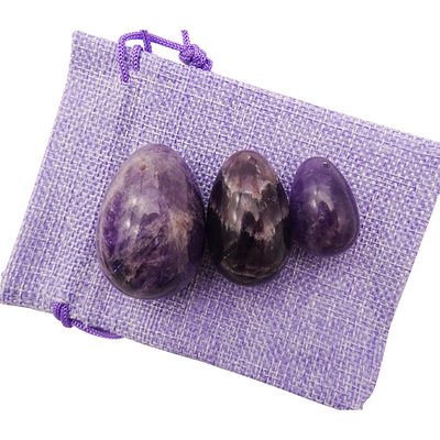 宝石彫刻タイプ 天然アメチスト結晶卵セット 3PCS 手彫り ケーゲル玉玉卵 女性エンパワーメント