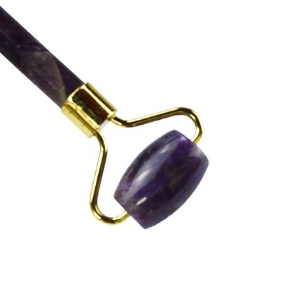 顔マッサージ機器 2024 アメチスト 顔玉 ローラー 100% 天然水晶 マッサージ 皮膚 目 首 美容 ツール