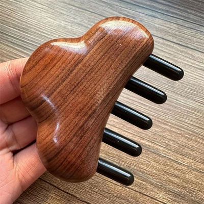 身体マッサージと髪の成長 ローズウッドマッサージ頭部用毛穴 グア・シャ 8.5*7.5*2.3cm