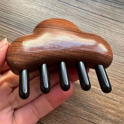 身体マッサージと髪の成長 ローズウッドマッサージ頭部用毛穴 グア・シャ 8.5*7.5*2.3cm