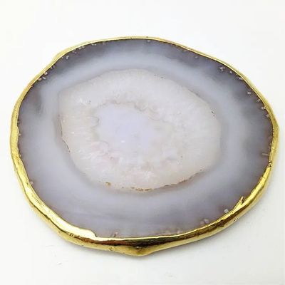 地域特色 アガート・コースター グレー・スライス 磨いた水晶 天然宝石 花器 彫刻 人民美術 彫刻
