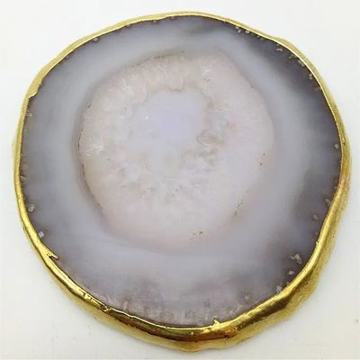 地域特色 アガート・コースター グレー・スライス 磨いた水晶 天然宝石 花器 彫刻 人民美術 彫刻