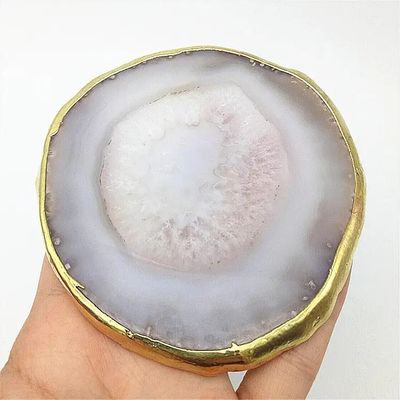 地域特色 アガート・コースター グレー・スライス 磨いた水晶 天然宝石 花器 彫刻 人民美術 彫刻