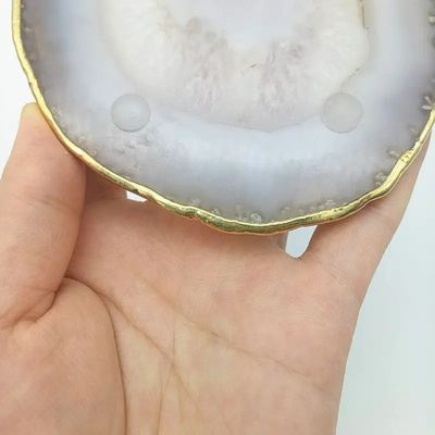 地域特色 アガート・コースター グレー・スライス 磨いた水晶 天然宝石 花器 彫刻 人民美術 彫刻