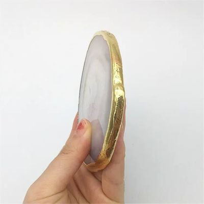 地域特色 アガート・コースター グレー・スライス 磨いた水晶 天然宝石 花器 彫刻 人民美術 彫刻