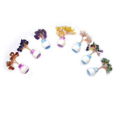 色彩豊かな宝石チップ 銅線付き 幸運の木 チャクラ 癒しの石 家庭の飾り付けや飾り付けを向上させる