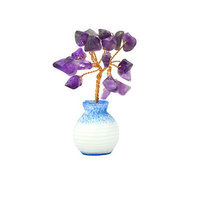 色彩豊かな宝石チップ 銅線付き 幸運の木 チャクラ 癒しの石 家庭の飾り付けや飾り付けを向上させる