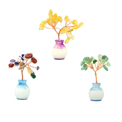 色彩豊かな宝石チップ 銅線付き 幸運の木 チャクラ 癒しの石 家庭の飾り付けや飾り付けを向上させる