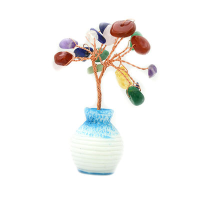 色彩豊かな宝石チップ 銅線付き 幸運の木 チャクラ 癒しの石 家庭の飾り付けや飾り付けを向上させる