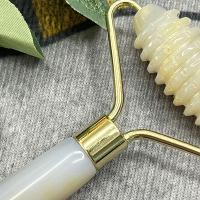 顧客ロゴ 100% 天然灰色アゲート ローラー ジャデイト 水晶 美容容容器 マッサージスティック 顔の健康ケア機器