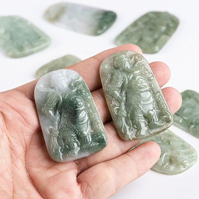 2024 ジャデイト ガーン 陰 慈悲のペンダント 仏教 勇敢な軍隊 ネックレス ファッション ジュエリー レディース 彫刻 彫刻 タイプ