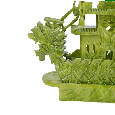 手造り 28cm 中国 幸運 飾り 玉石 手造り ドラゴンボート 飾り/贈り物