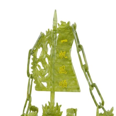 手造り 28cm 中国 幸運 飾り 玉石 手造り ドラゴンボート 飾り/贈り物