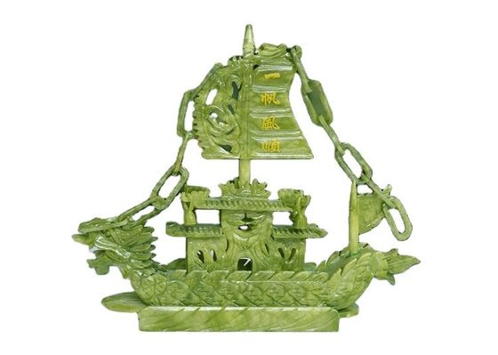 手造り 28cm 中国 幸運 飾り 玉石 手造り ドラゴンボート 飾り/贈り物