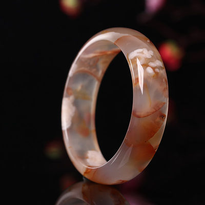 宝石飾り 天然サクラアガート ジャードブレスレット カルセドン クリスタルアイス ブラッセルを通して 女性 52-56mm