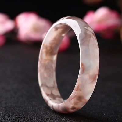 宝石飾り 天然サクラアガート ジャードブレスレット カルセドン クリスタルアイス ブラッセルを通して 女性 52-56mm