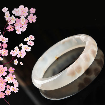 宝石飾り 天然サクラアガート ジャードブレスレット カルセドン クリスタルアイス ブラッセルを通して 女性 52-56mm