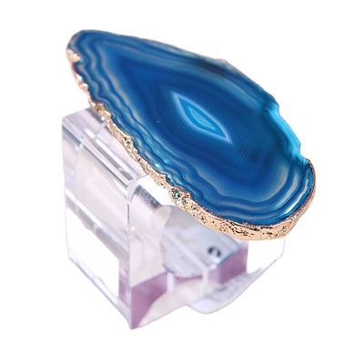 ポータブル 円形 の 水晶 の 包帯 の ナプキン リング 天然 石 石 の アガート 石 で 仕立て られ て 優雅 な テーブル セット