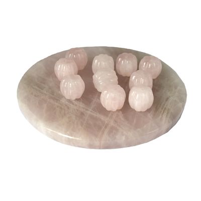 天然のローズクォーツ コスター クリスタル丸玉石 テーブルプレート 装飾プレート