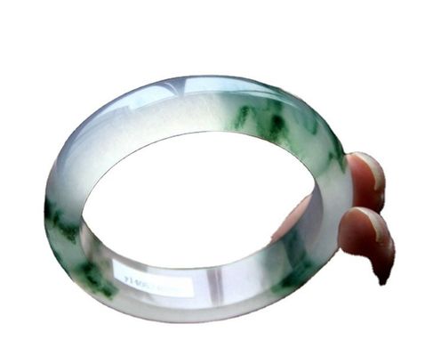 50-62mm その他 A フローティングフラワー ジャード ブレスレット 天然エメラルド ジャード フォーク バングル 1 枚