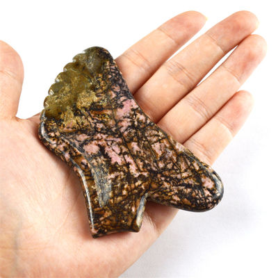 オーダーメイドロドナイト石 グアシャツール ピンクとブラック 首/肩/背中/足の緩和のための顔マッサージ機