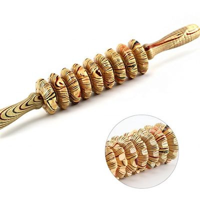 OEM ODM 38*5.5cm 木製腹部マッサージロール ボディマッサージ ジェイドロール