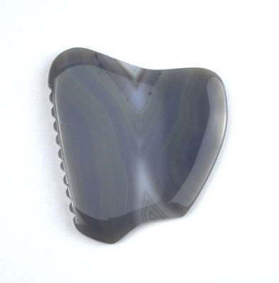 カスタム マッサージ スクラッピング 治療 ツール 83g グレー ストライプ アゲート 玉 Gua Sha 石 顔と身体