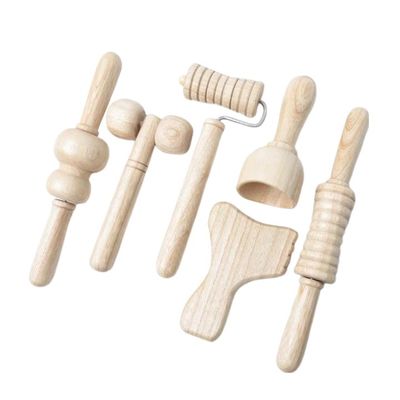 ブラウン 固木 ミニ マッサージ ロール マッサージ スティック ハンドル付き 6 部セット グアシャ 身体 自己 健康 皮膚ケア ツール スパ