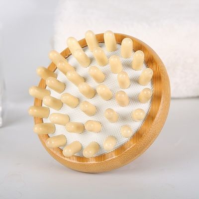 茶色のキノコ形 バンブ グア・シャ 頭皮 マッサージ エアバッグ 毛穴 木製 グアシャ ツール ヘッド リラックス マッサージ 髪 健康 ビューティ ブラシ