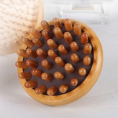 茶色のキノコ形 バンブ グア・シャ 頭皮 マッサージ エアバッグ 毛穴 木製 グアシャ ツール ヘッド リラックス マッサージ 髪 健康 ビューティ ブラシ