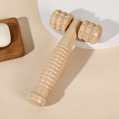 身体マッサージ 自然な質感とカスタマイズされたロゴの木製顔マッサージロール