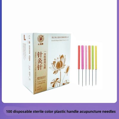 マッサージツール 100 PCS 痛みが少ない カラフルなプラスチックハンドル アキュポトミー針 小刀 オーダーメイドロゴ用の針