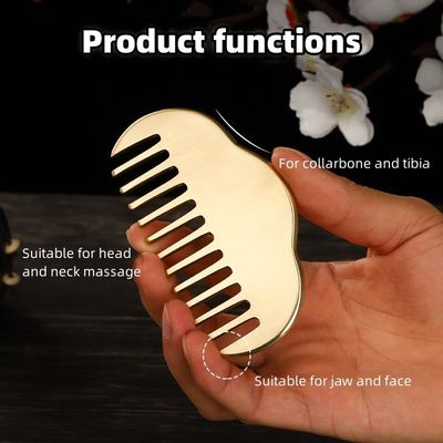 黄金 細歯 天然の銅 Gua Sha ボード スカルプ マッサージ カム Guasha 石頭 ヘッド マッサージ 髪 健康 ケア 美容 ツール ホーム