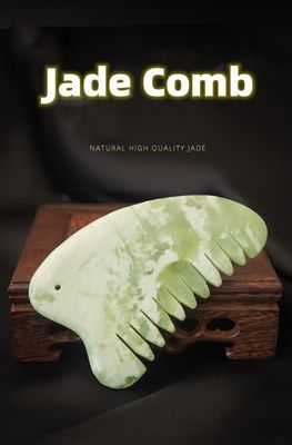頭部マッサージ器具 天然Xiuyan Jade Gua Sha アキュポイント マッサージ ヘアコンブ スカルプ マッサージ器 筋肉マッサージ機能