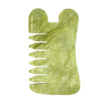 天然緑色Xiuyan Jade Gua Sha頭皮マッサージコンベ Guasha石頭マッサージ器 ヘアヘルスケア サロン美容器
