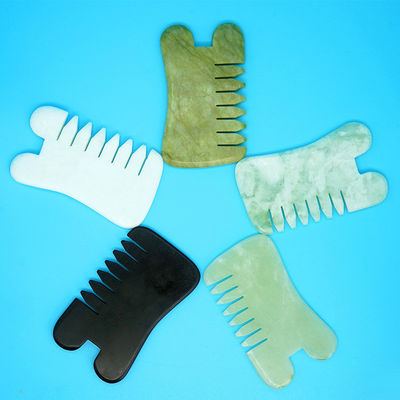 天然緑色Xiuyan Jade Gua Sha頭皮マッサージコンベ Guasha石頭マッサージ器 ヘアヘルスケア サロン美容器