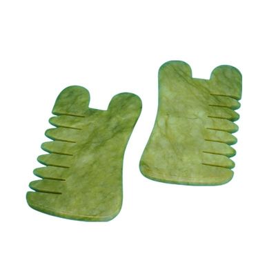 天然緑色Xiuyan Jade Gua Sha頭皮マッサージコンベ Guasha石頭マッサージ器 ヘアヘルスケア サロン美容器
