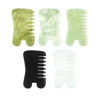 天然緑色Xiuyan Jade Gua Sha頭皮マッサージコンベ Guasha石頭マッサージ器 ヘアヘルスケア サロン美容器