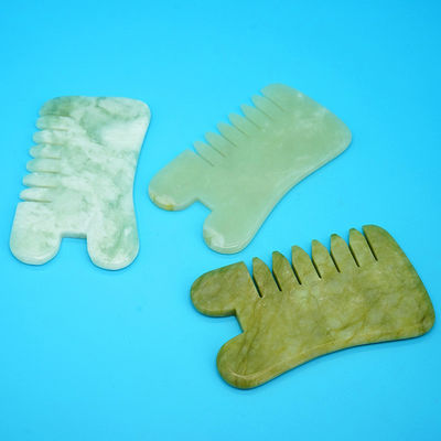 天然緑色Xiuyan Jade Gua Sha頭皮マッサージコンベ Guasha石頭マッサージ器 ヘアヘルスケア サロン美容器