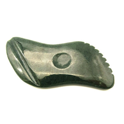 天然濃緑色ネフライト 玉 Gua Sha 体マッサージツール 全身を tradicional scraping 11.8cm*6cm*0.9cm