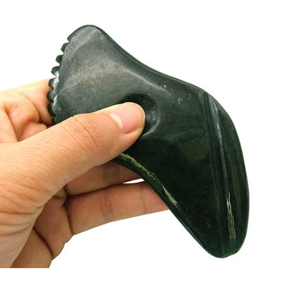 天然濃緑色ネフライト 玉 Gua Sha 体マッサージツール 全身を tradicional scraping 11.8cm*6cm*0.9cm