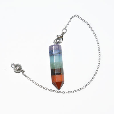 円形部分 天然水晶7つのチャクラ 癒しの精神 エネルギー 振り子 六角ピラミッド ネックレス