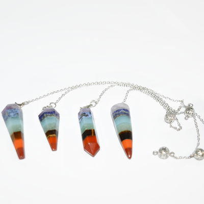 円形部分 天然水晶7つのチャクラ 癒しの精神 エネルギー 振り子 六角ピラミッド ネックレス