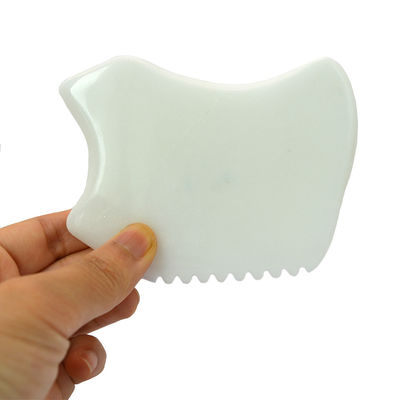 白玉グアシャ マッサージツール 顔マッサージ器と体SPA 针刺 9.5cm*7.5cm*0.7cm
