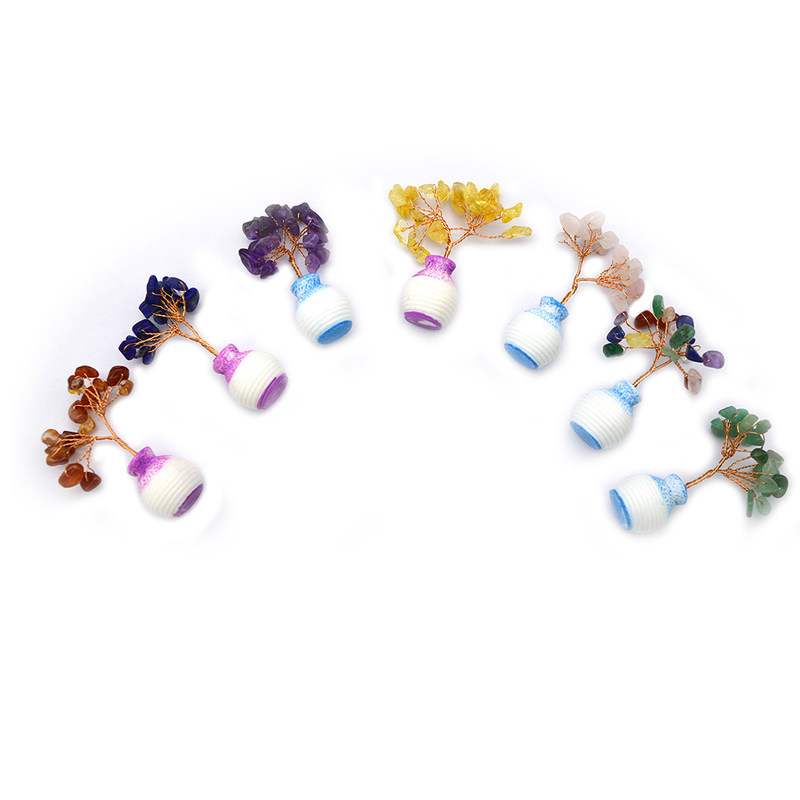 色彩豊かな宝石チップ 銅線付き 幸運の木 チャクラ 癒しの石 家庭の飾り付けや飾り付けを向上させる