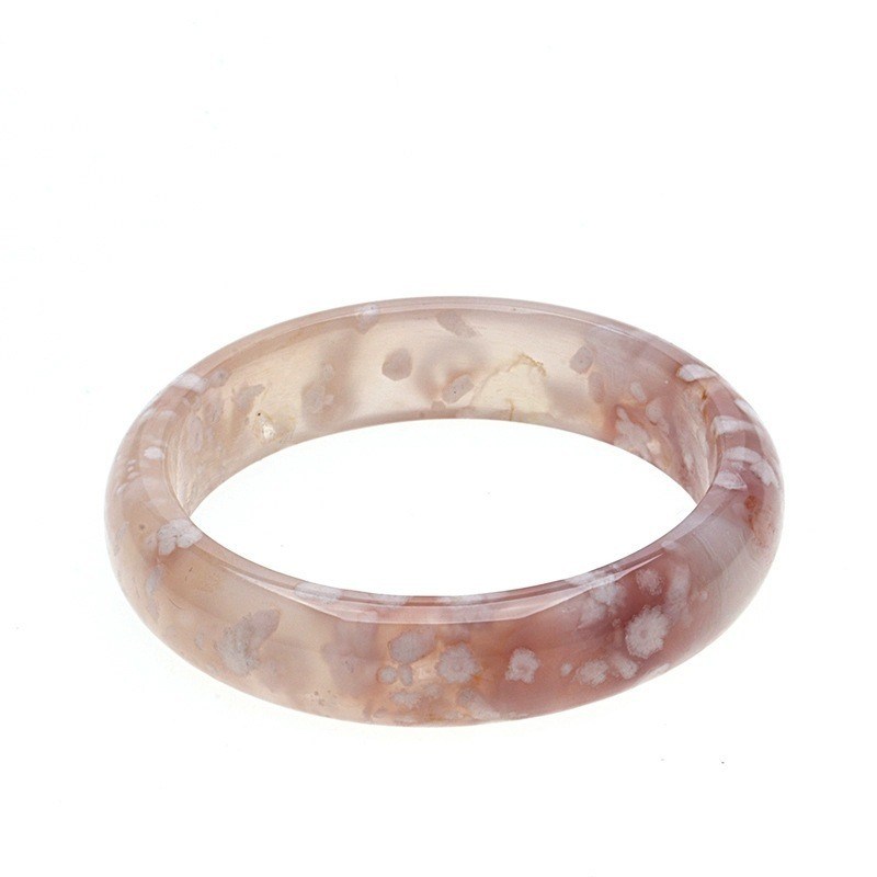 宝石飾り 天然サクラアガート ジャードブレスレット カルセドン クリスタルアイス ブラッセルを通して 女性 52-56mm