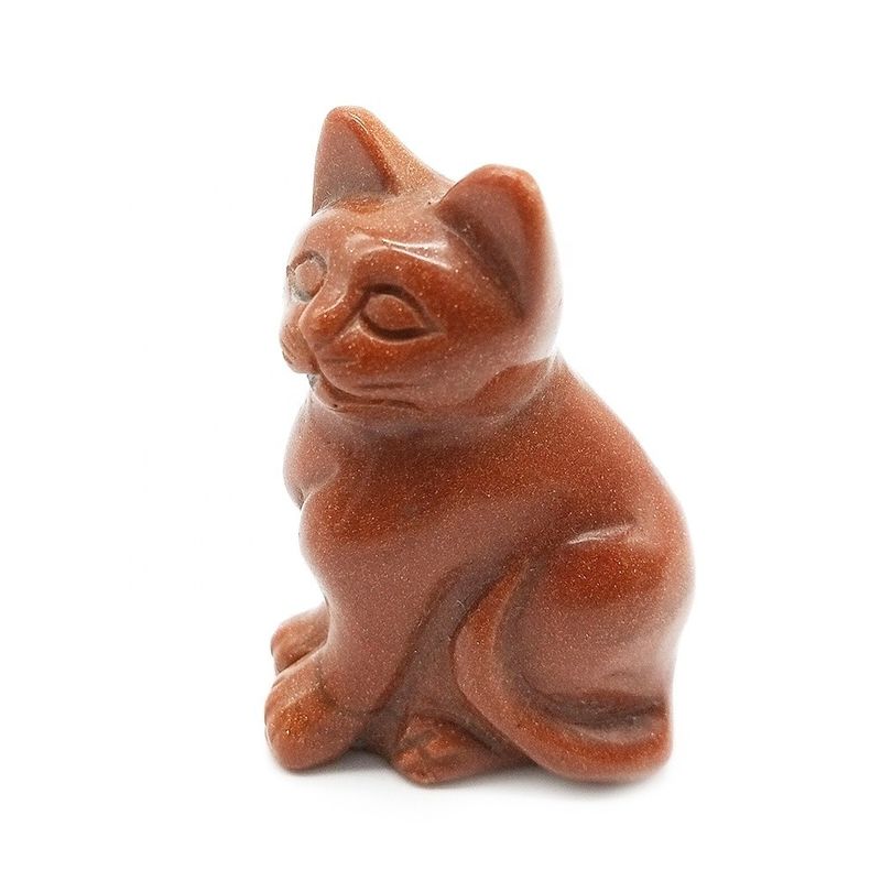 宝石 フェンシュウイ様式 手彫りのアゲート猫像 動物の癒しと飾り付け