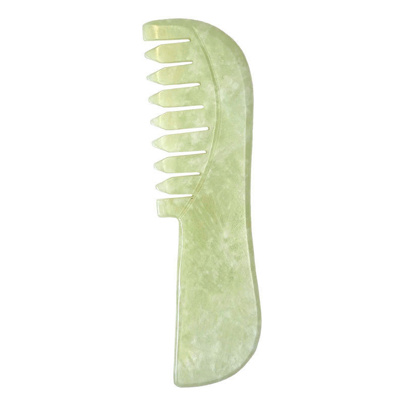 天然Xiuyan Jade Gua Sha 頭皮マッサージ ブラシ 玉石 ヘッドケア マッサージ 毛 Guasha リラックス ツール 身体マッサージ