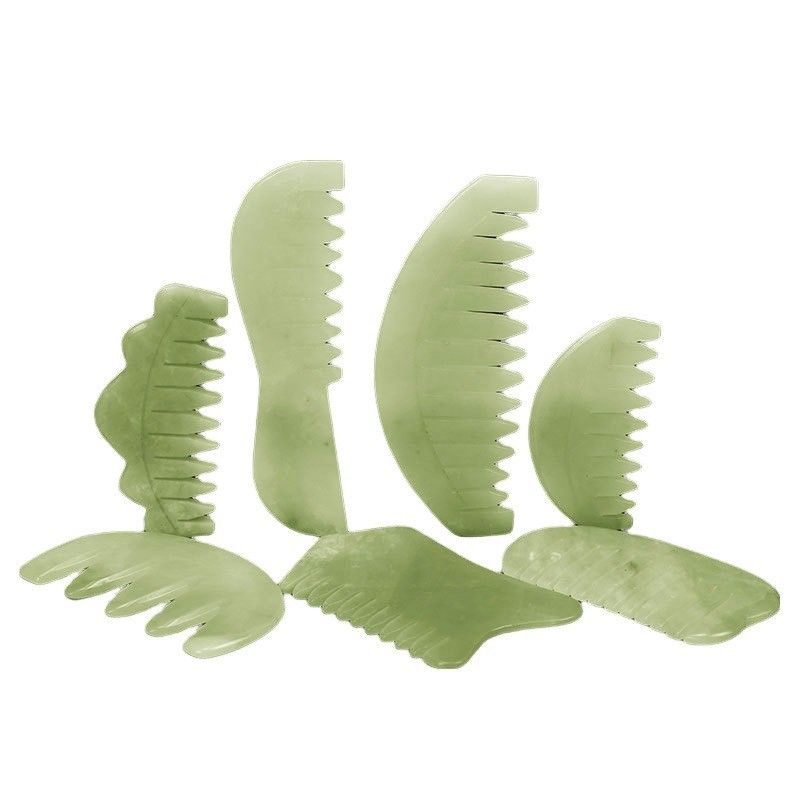 アクupuncture療法と頭皮マッサージ 自然な玉石の髪の毛 Comb と Xiuyan Jade Gua Sha ツール